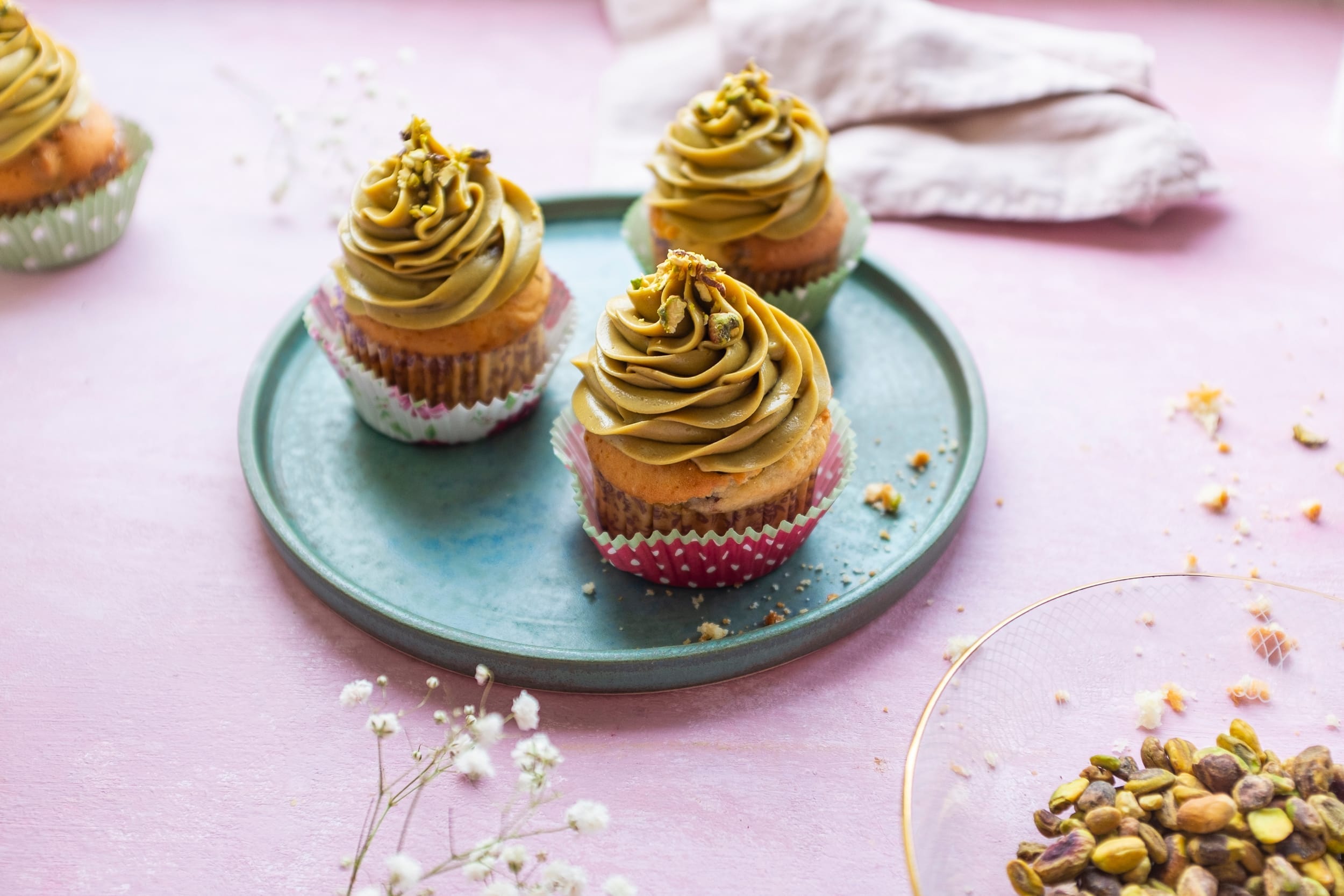 Muffiny z pistacjami i kremem pistacjowym